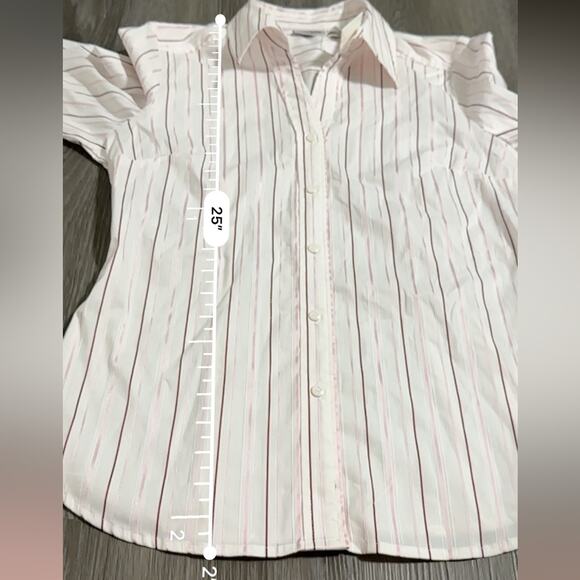 Kim Rogers White & Pink Striped Long Sleeve Button Down Shirt Size M‎ - Picture 12 of 13